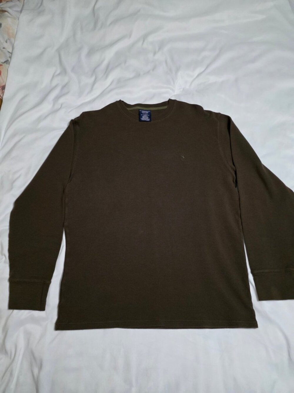 Polo Ralph Lauren Thermal Sleepwear Shirt Mens XL Waffle Knit Long Sleeve Brown
